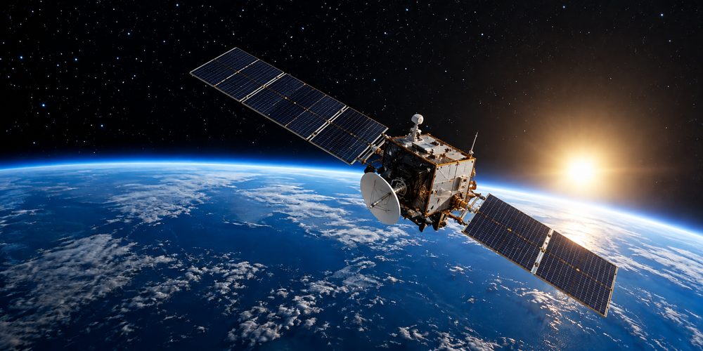 Satellite in orbit above Earth